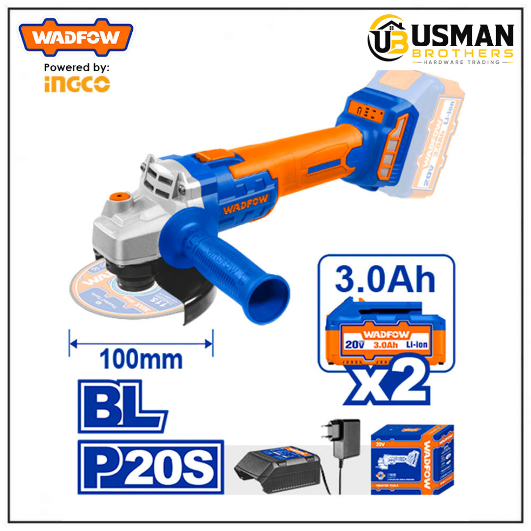 Wadfow Lithium-Ion Angle Grinder – WLAPM12 | Cordless Angle Grinder | Usman Brothers