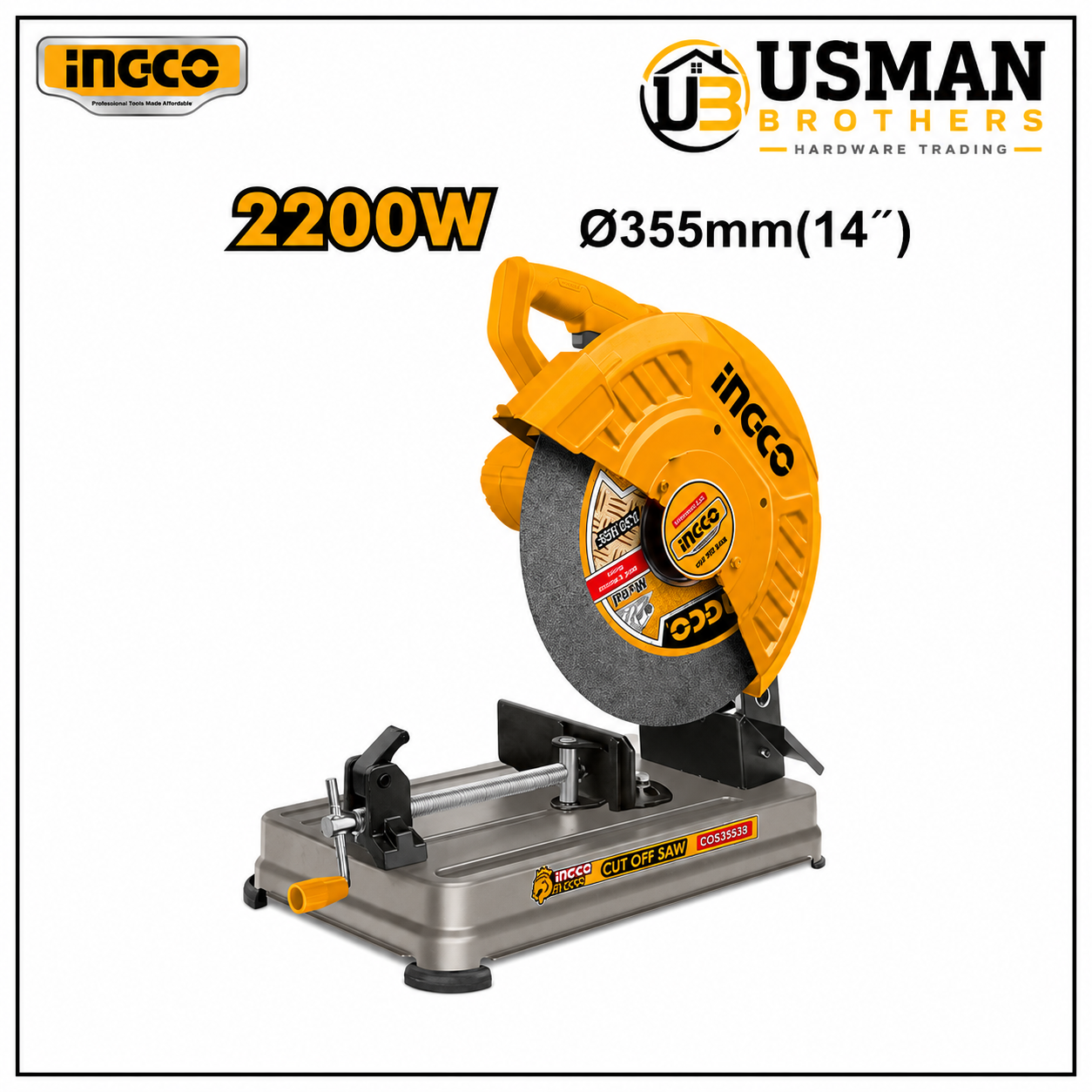INGCO 2200W Cut Off Saw 355mm Metal Cutting Machine – COS223558 | Usman Brothers
