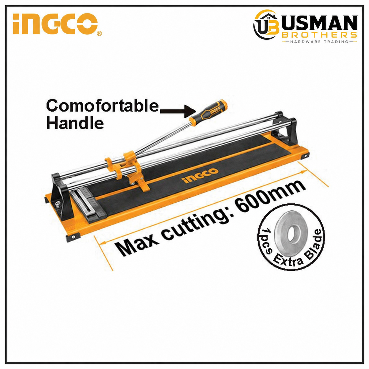 INGCO Professional Manual Tile Cutter 600mm – HTC04600 | Usman Brothers