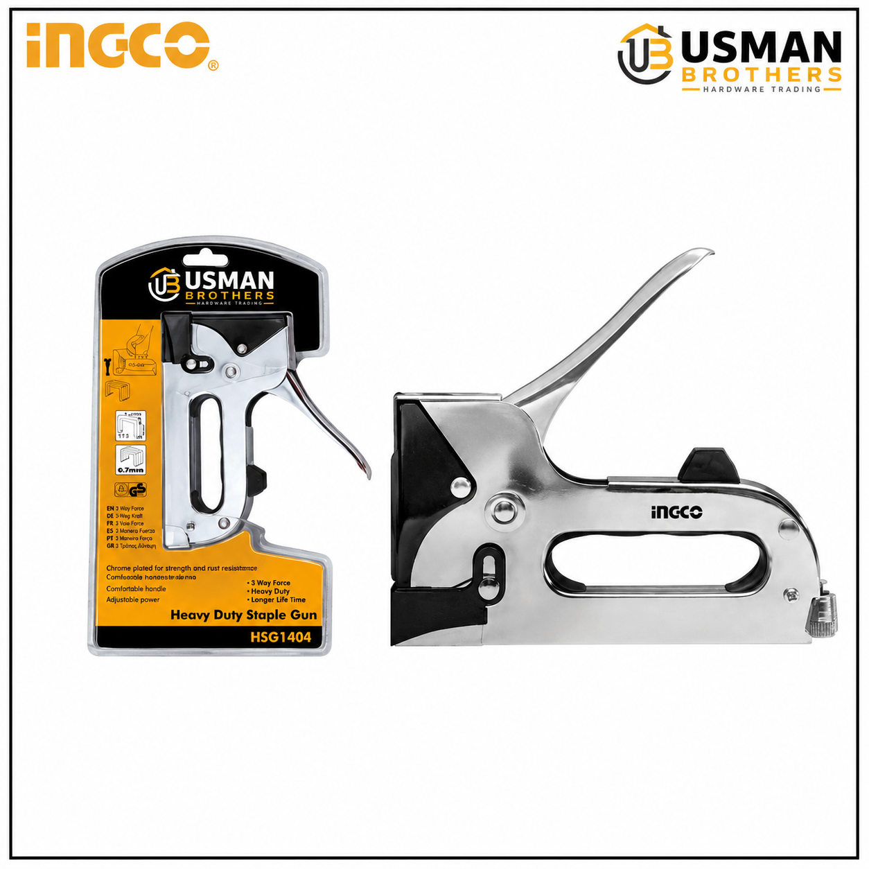 INGCO Heavy Duty Staple Gun Adjustable Manual Tacker – HSG1404 | Usman Brothers