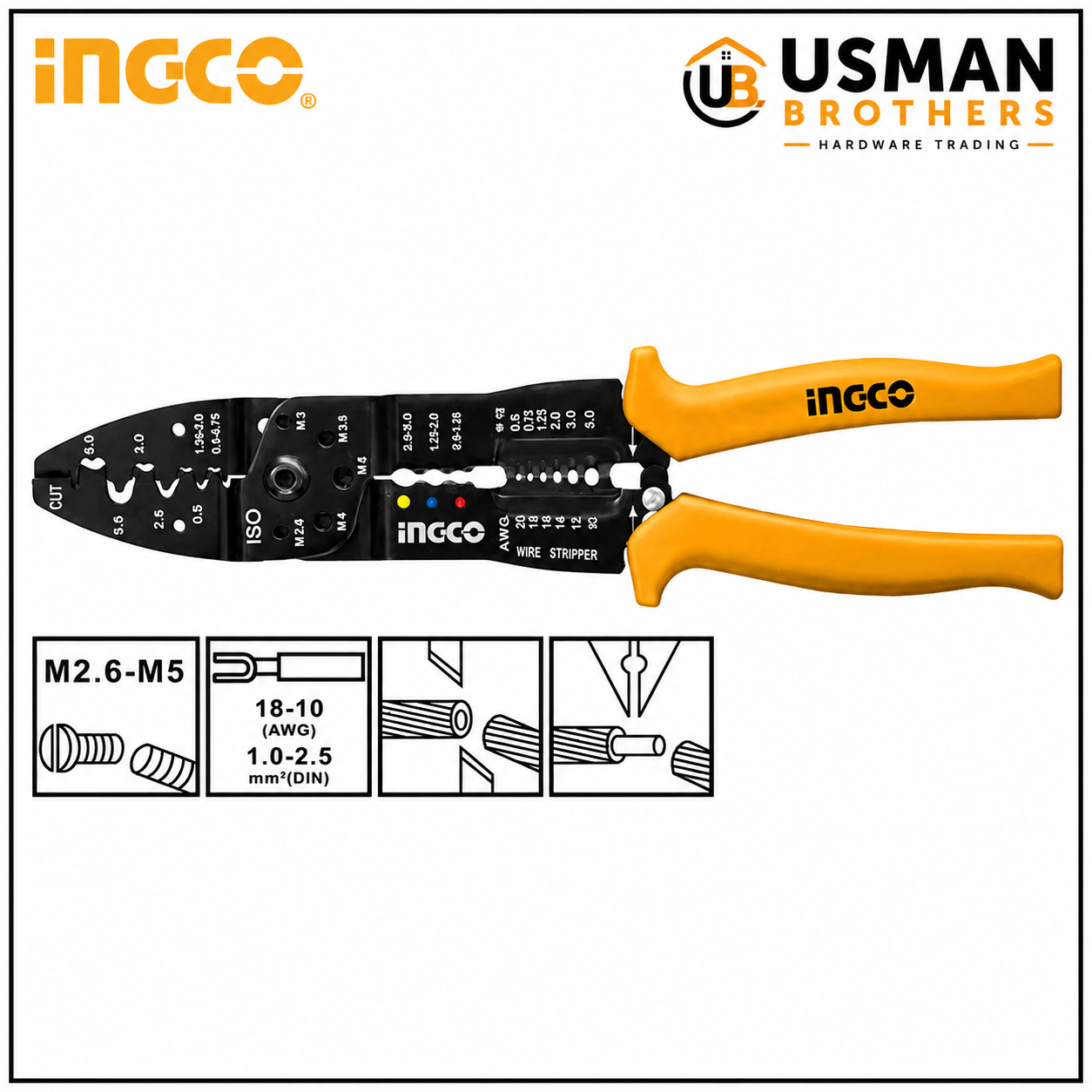 INGCO Wire Stripper & Cutter Precision Tool – HWSP101 | Usman Brothers