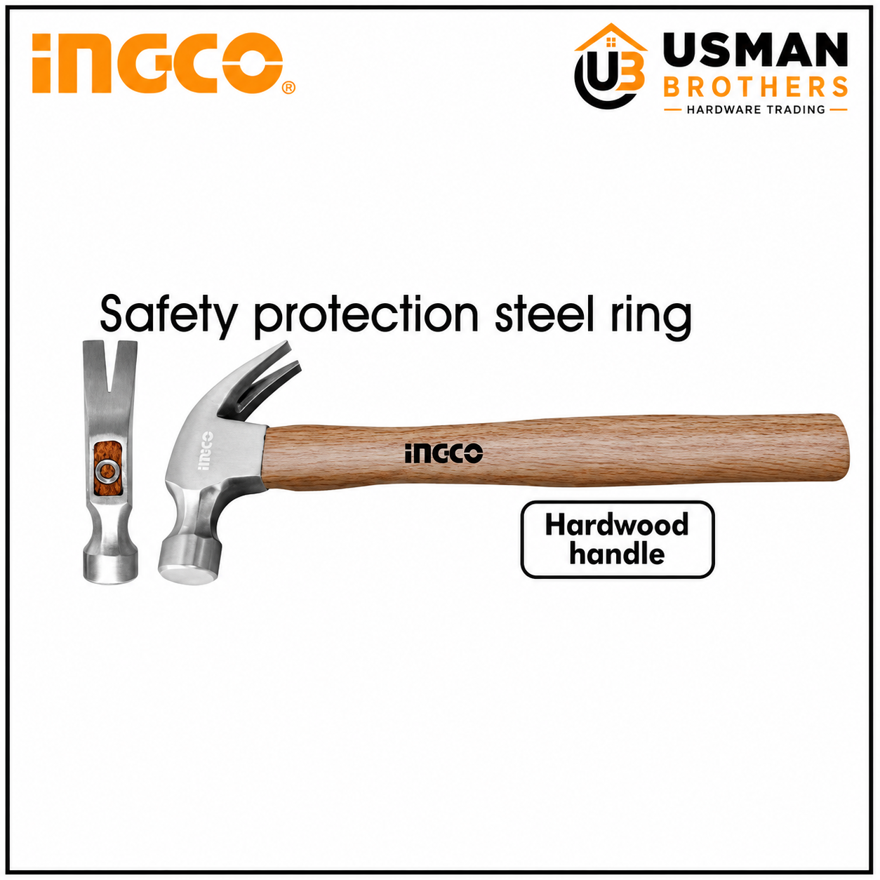 INGCO 16oz Claw Hammer Heavy Duty – HCH0416 | Usman Brothers