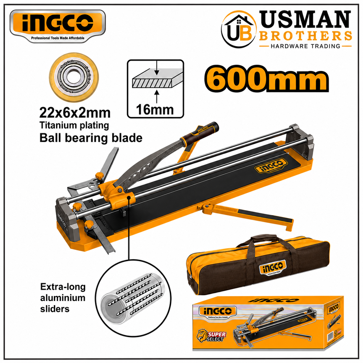 INGCO Professional Manual Tile Cutter 600mm – HTC04602 | Usman Brothers