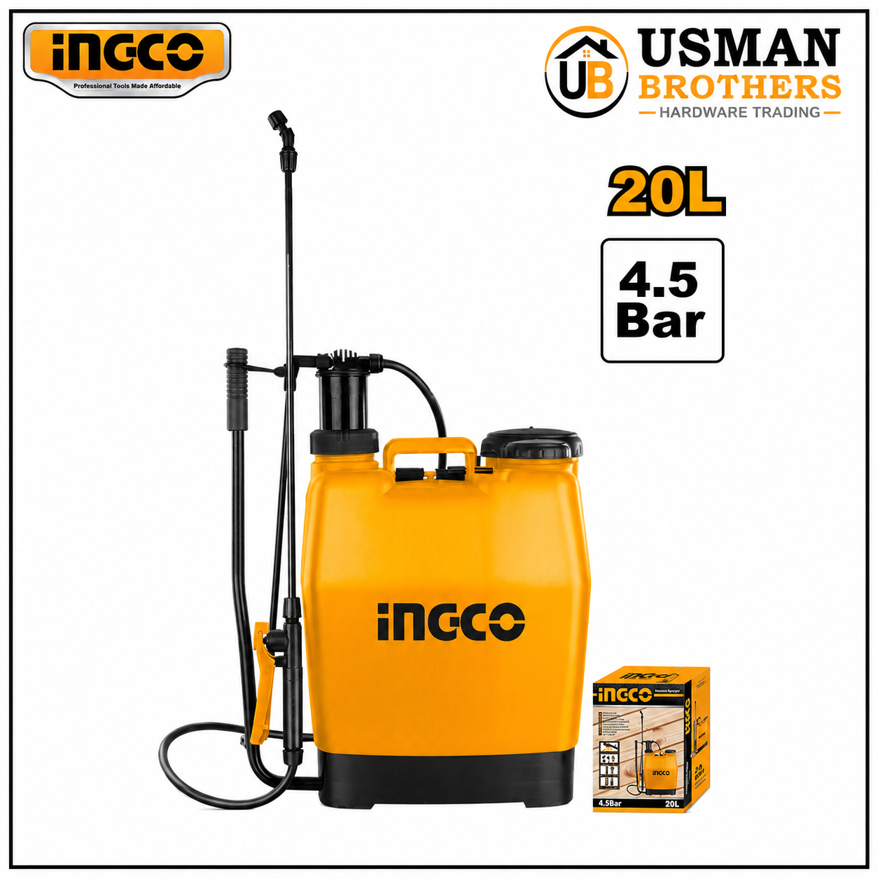 INGCO 20L Knapsack Sprayer Manual Pressure Sprayer – HSPP4202 | Usman Brothers