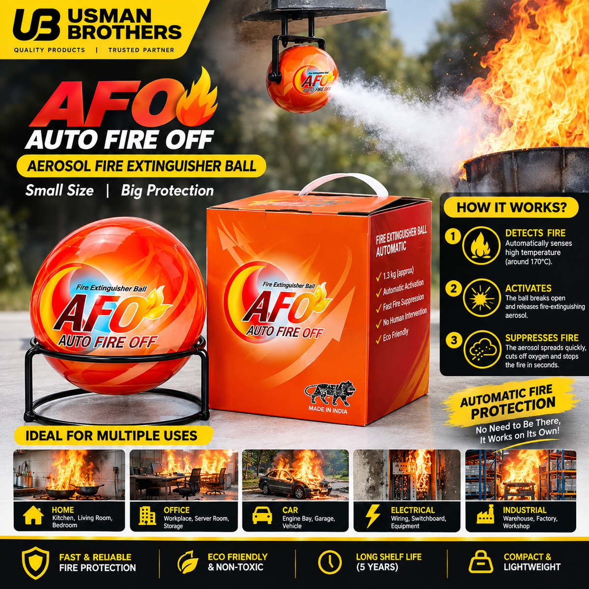 AFO Fire Extinguisher Ball 1KG β Automatic Fire Extinguisher Ball | Usman Brothers