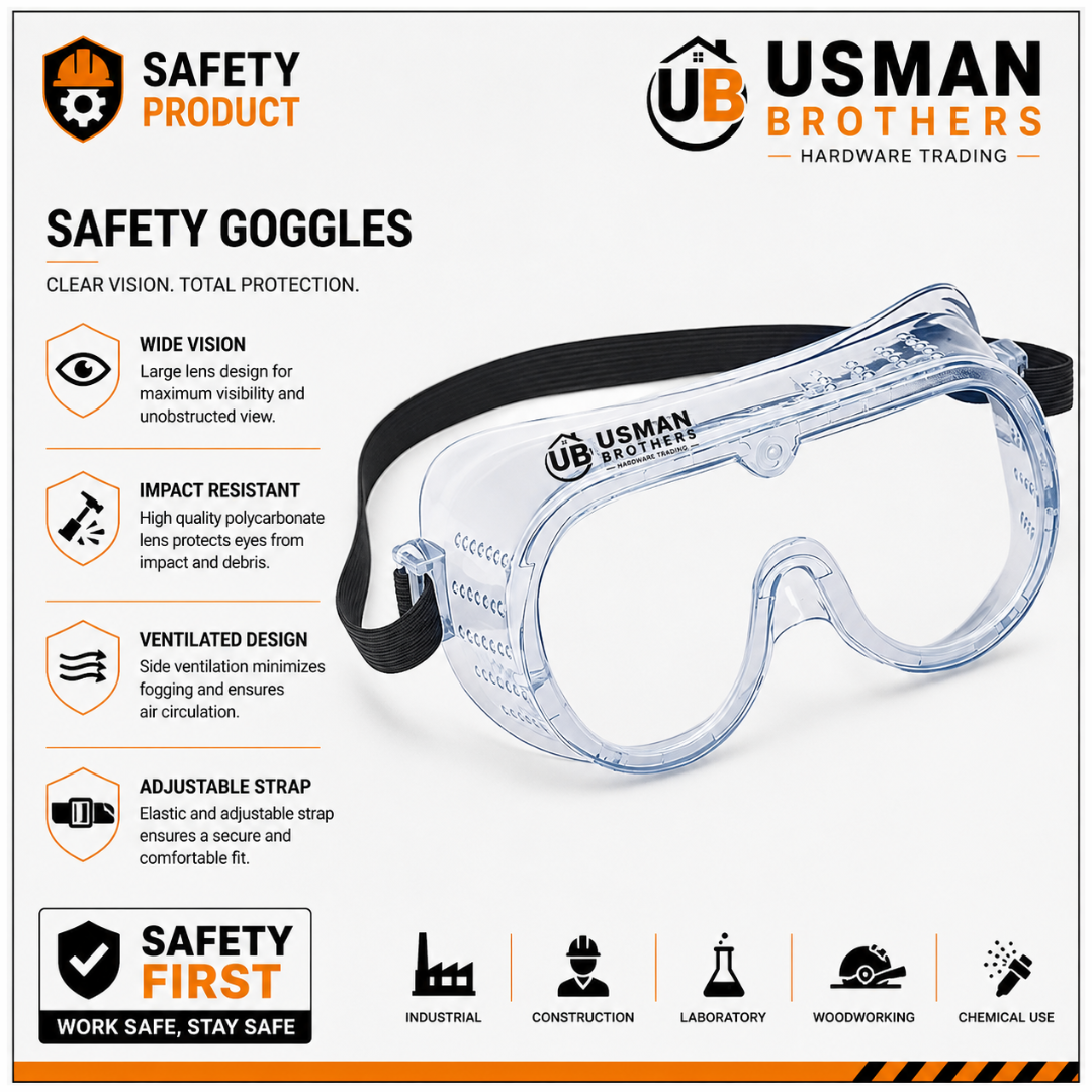 Clear Safety Goggles | Protective Eye Safety Glasses | Usman Brothers