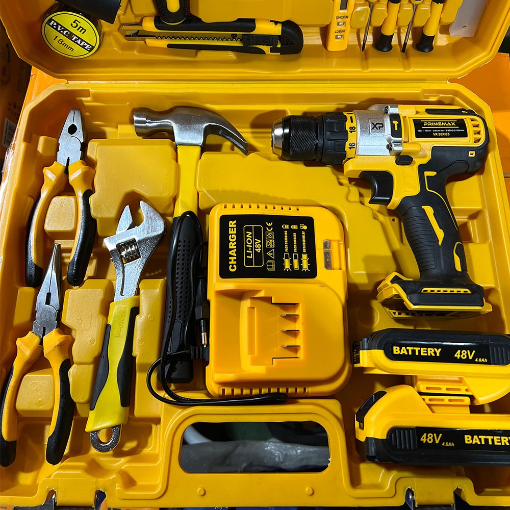 117 Pcs 48V Cordless Drill Tool Kit with 2 Batteries & Charger | Usman Brothers