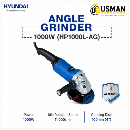 Hyundai 1000W Angle Grinder – HP1000L-AG | Usman Brothers