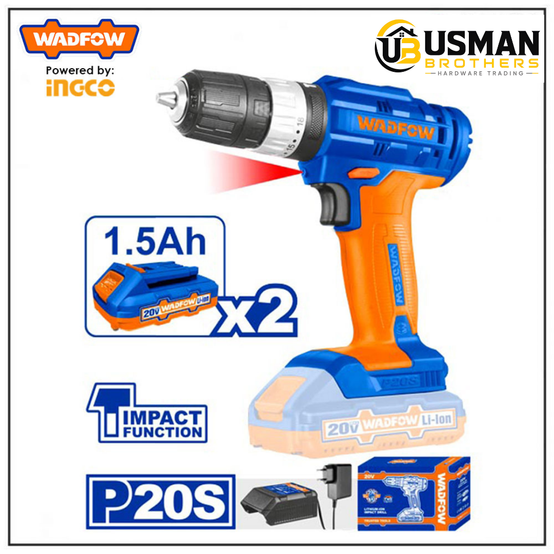 Wadfow Lithium-Ion Impact Drill – WCDP522 | Cordless Hammer Drill | Usman Brothers