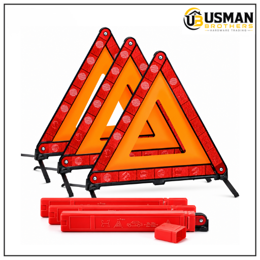 Reflective Emergency Warning Triangle | Foldable Road Safety Triangle | Car Breakdown Safety Kit | Usman Brothers