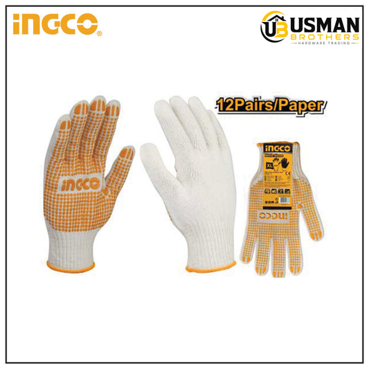 INGCO Knitted & PVC Dots Gloves – HGVK05 | Safety Work Gloves | Usman Brothers