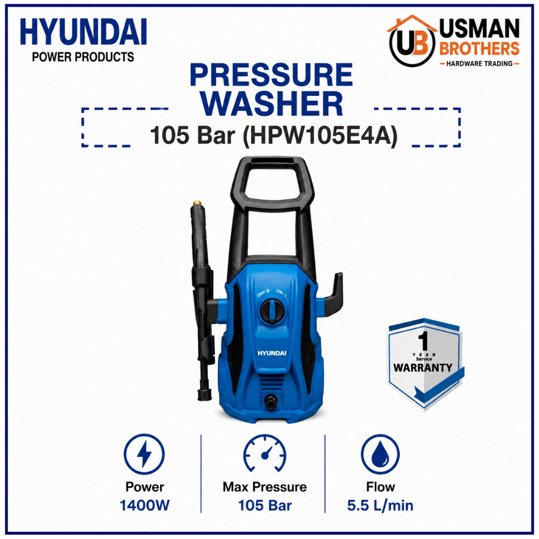 Hyundai 105 Bar Pressure Washer – HPW105E4A | Usman Brothers
