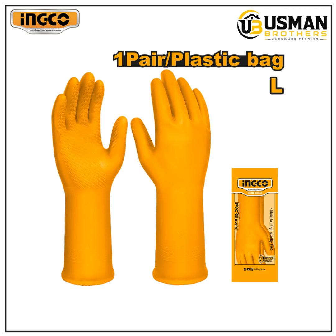 INGCO PVC Gloves – HGVP01 | Waterproof Safety Work Gloves | Usman Brothers