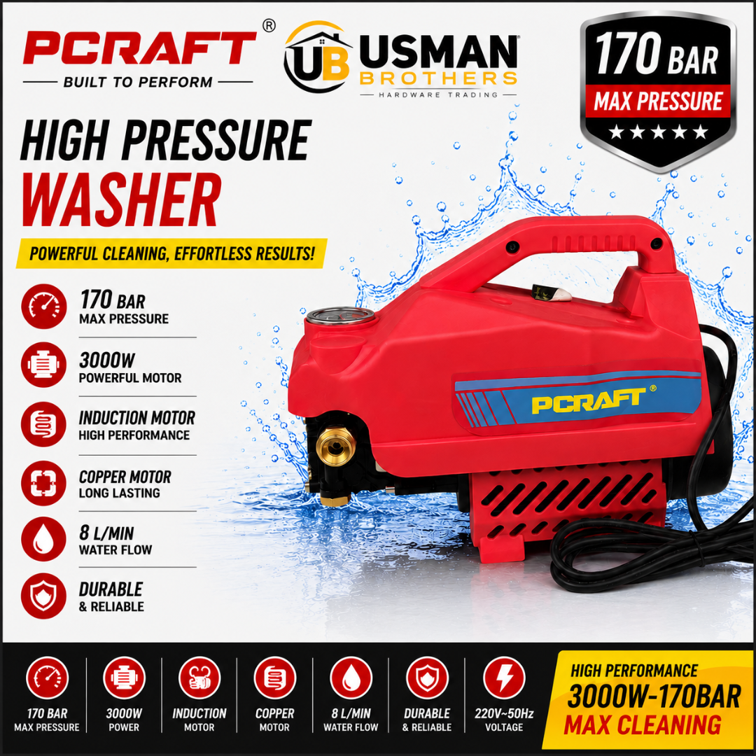 Professional High Pressure Washer for Car, Bike & Solar Cleaning – PCRAFT 3000W