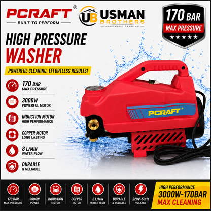 Professional High Pressure Washer for Car, Bike & Solar Cleaning – PCRAFT 3000W