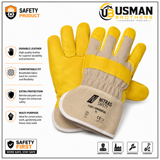 Leather Safety Work Gloves | Heavy Duty Industrial Protective Gloves | Usman Brothers