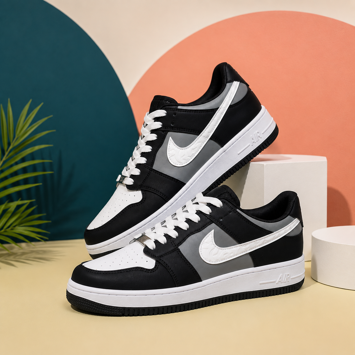 Nike Premium Black & White Sneakers – Stylish Sporty Footwear