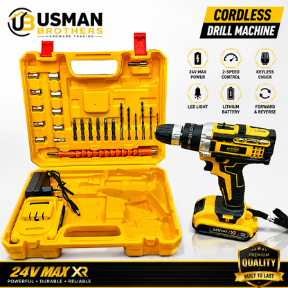 Superstar 24V Cordless Drill Machine Set – Powerful Rechargeable Drill & Complete Tool Kit | Usman Brothers