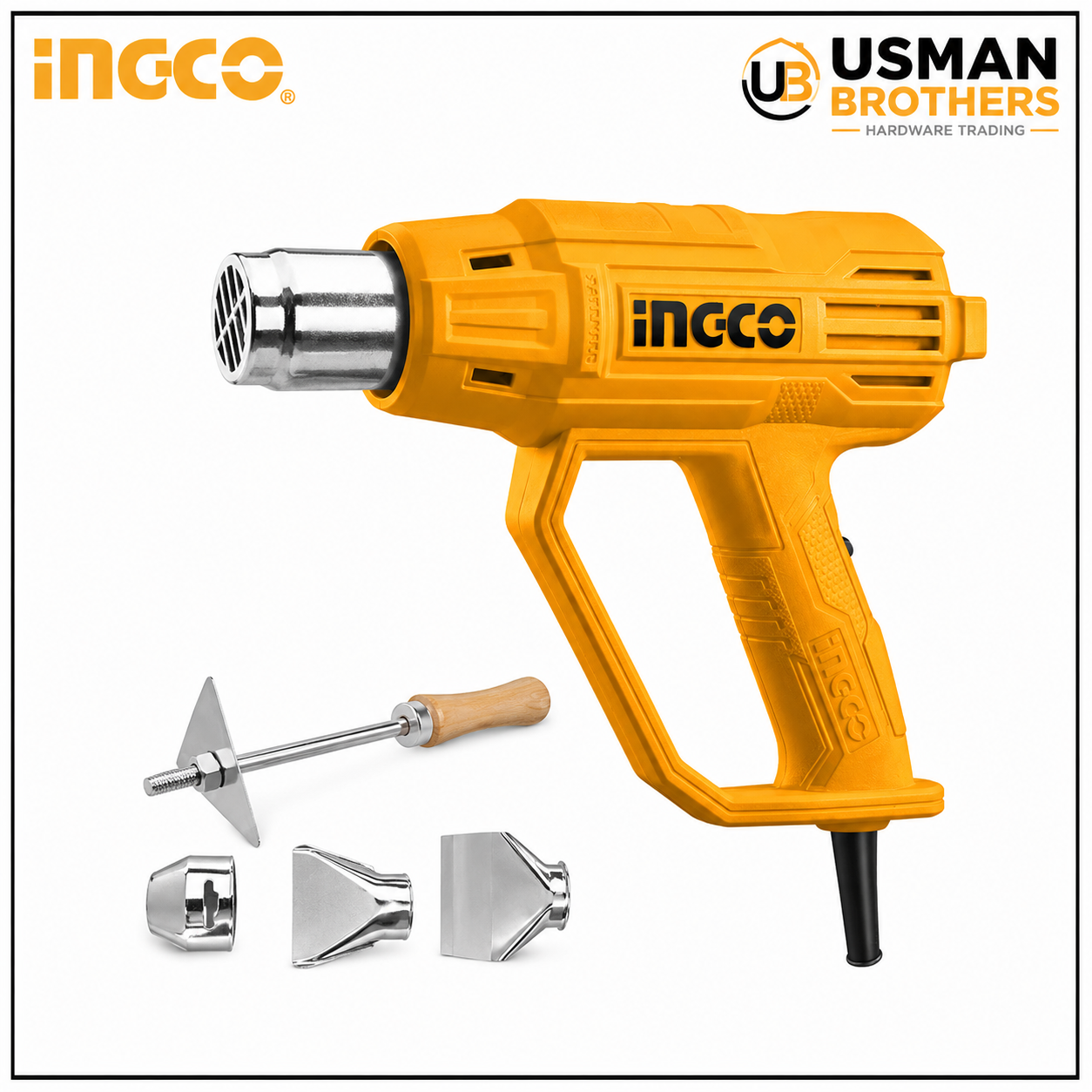 INGCO HG200038 2000W Heat Gun Hot Air Tool for Paint Removal & Shrink Wrapping | Usman Brothers