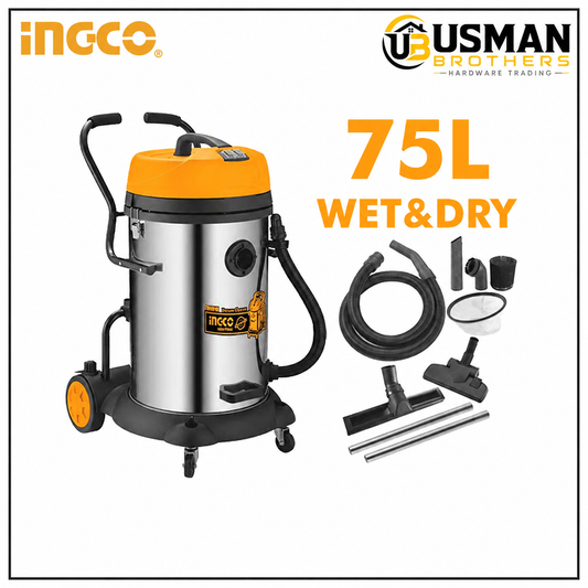 INGCO VC14301 Industrial Vacuum Cleaner Wet & Dry Dust Extractor | Usman Brothers