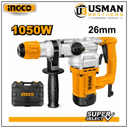 INGCO RH10506 1050W Rotary Hammer Drill SDS Plus Concrete Breaking Machine | Usman Brothers