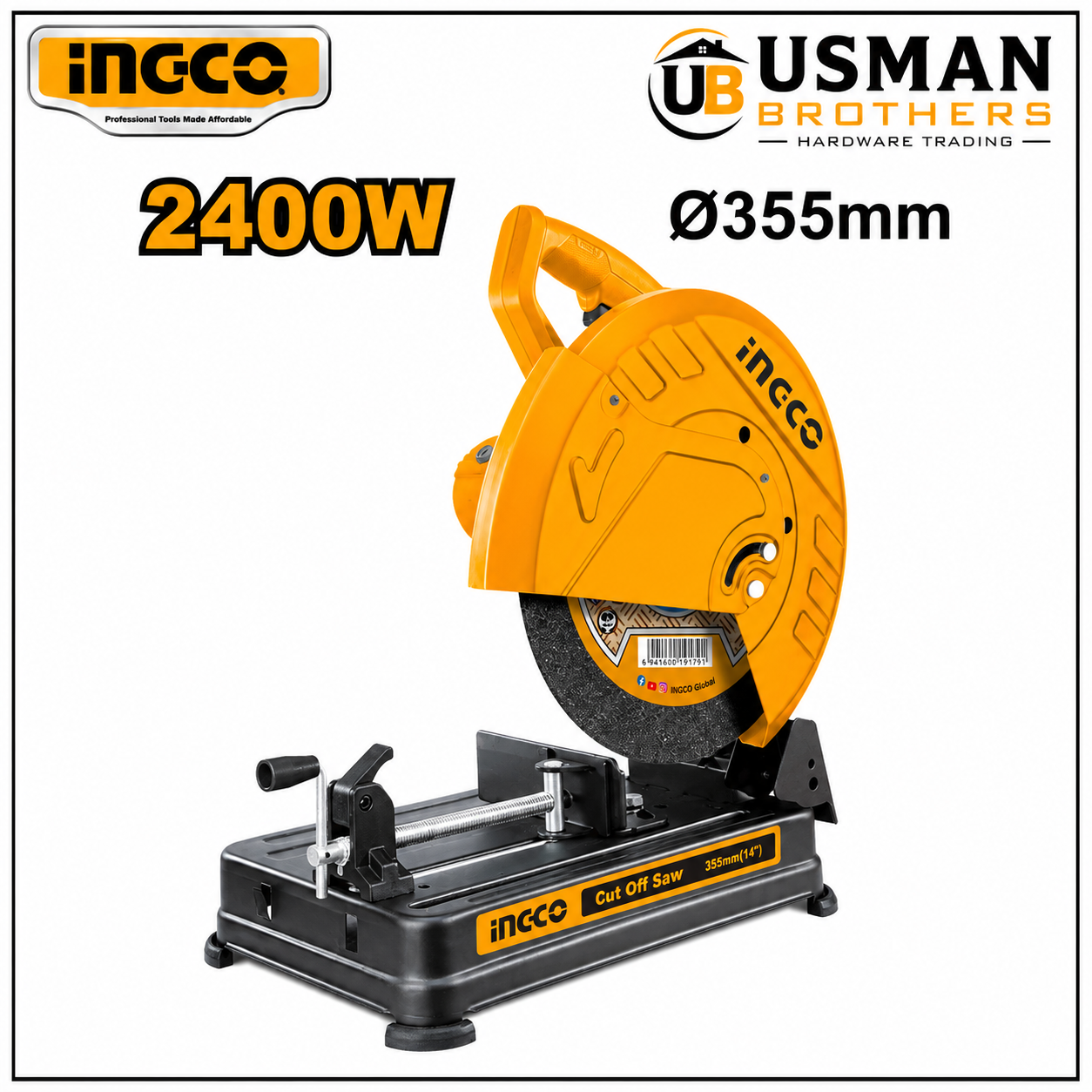 INGCO COS243558 2400W Cut Off Saw 355mm Metal Cutting Machine | Usman Brothers