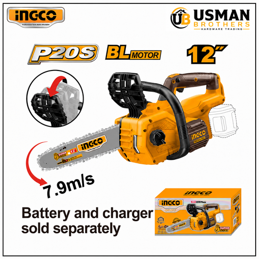 INGCO CGSLI201286 20V Lithium-Ion Cordless Chain Saw Professional Battery Powered Chainsaw | Usman Brothers