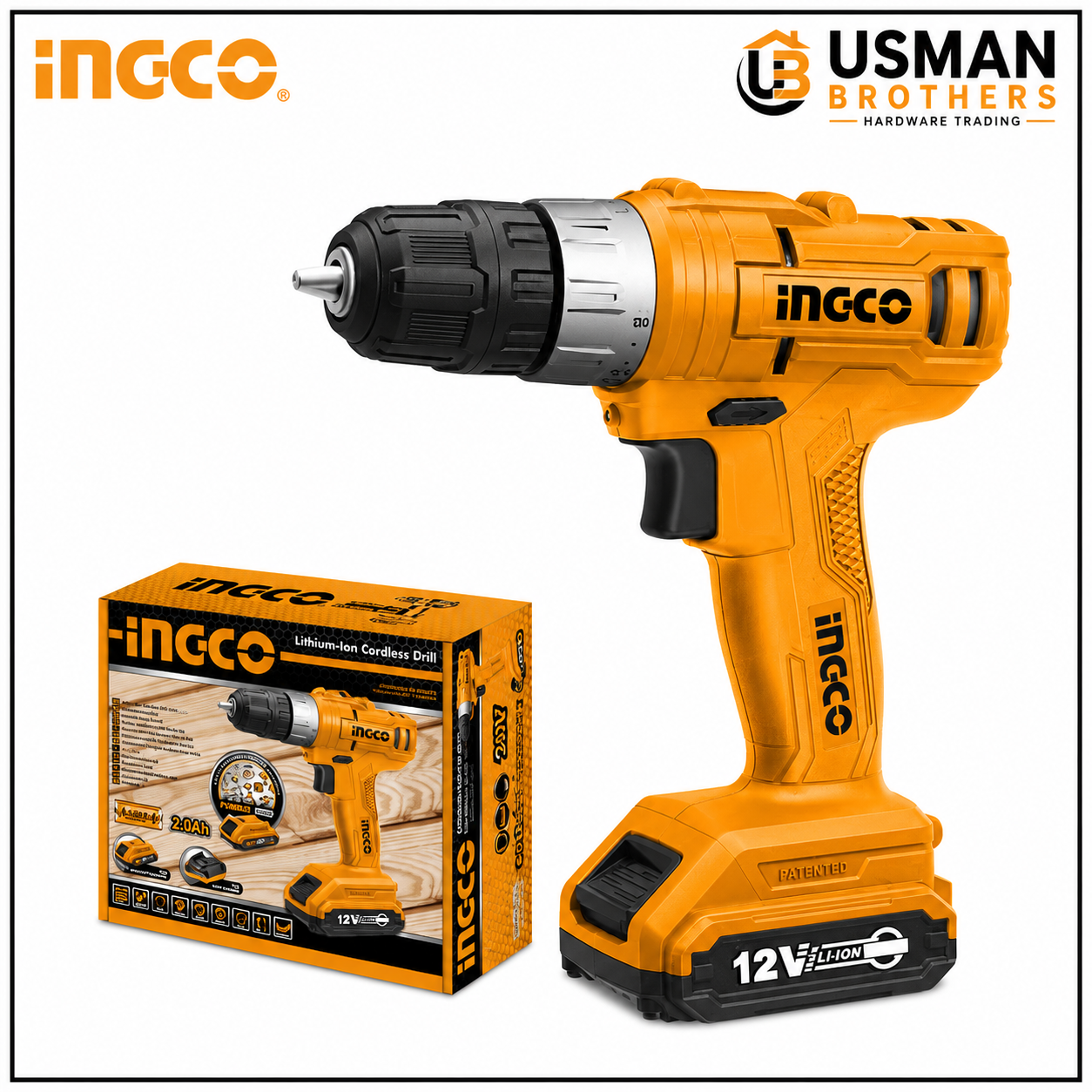 INGCO CDLI1211 12V Li-Ion Cordless Drill Driver Compact Power Tool | Usman Brothers