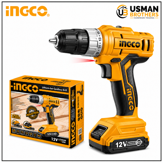 INGCO CDLI1221 12V Lithium-Ion Cordless Drill Driver Compact Power Tool | Usman Brothers