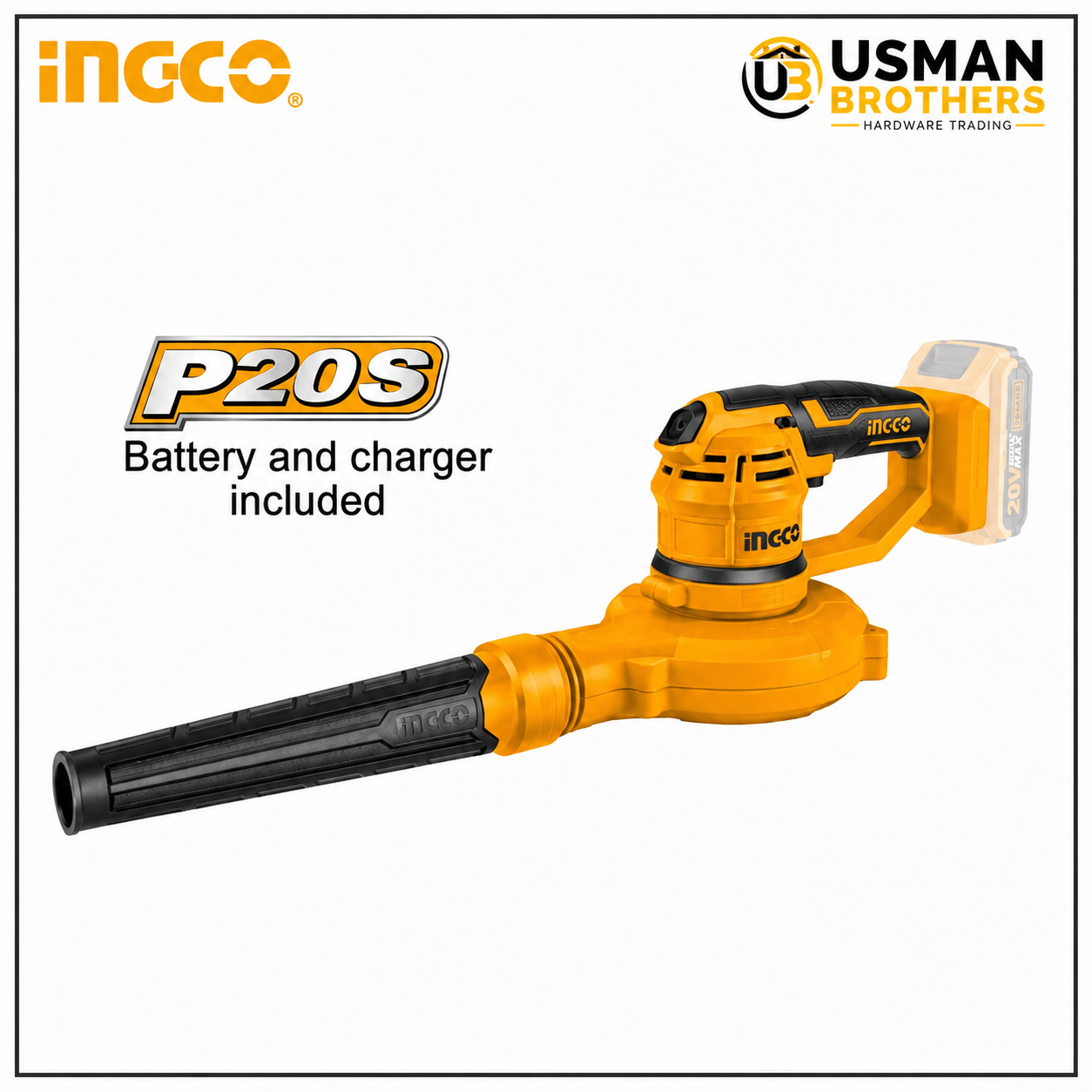 INGCO CABLI2001 20V Lithium-Ion Cordless Blower & Vacuum Cleaner | Usman Brothers