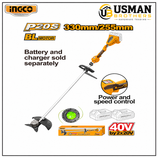 INGCO 40V Brushless Lithium String Trimmer & Brush Cutter CSTLI20028 | Usman Brothers