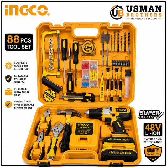 117 Pcs 48V Cordless Drill Tool Kit with 2 Batteries & Charger | Usman Brothers