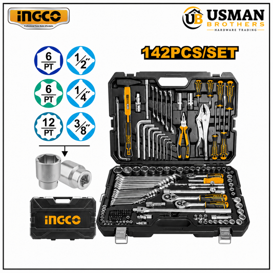 INGCO 142 Pcs Professional Combination Tool Set with Socket & Spanner Kit – HKTHP21421 | Usman Brothers