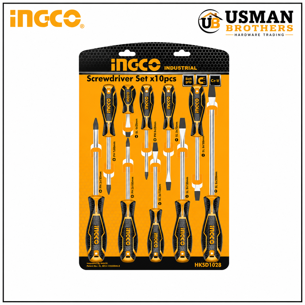 INGCO 10 Pcs CR-V Screwdriver Set – HKSD1028 | Usman Brothers