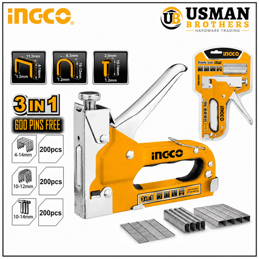 INGCO 3-in-1 Heavy Duty Staple Gun with Adjustable Power – HSG1405 | Usman Brothers