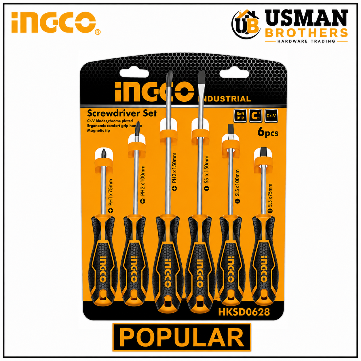 INGCO 6 Pcs CR-V Screwdriver Set – HKSDS0628 | Usman Brothers