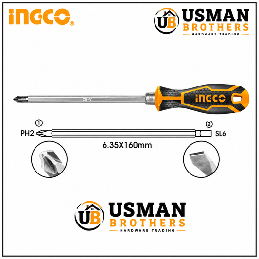 INGCO 2-in-1 Interchangeable Screwdriver Set – AKISD0201 | Usman Brothers