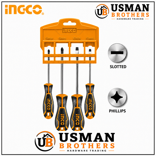 INGCO 4 Pcs CR-V Screwdriver Set – HKSDS0428 | Usman Brothers