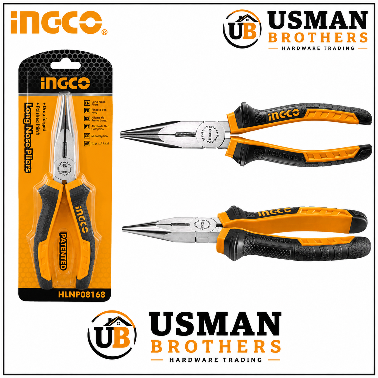 INGCO 8″ Long Nose Pliers Heavy Duty – HLNP08168 | Usman Brothers