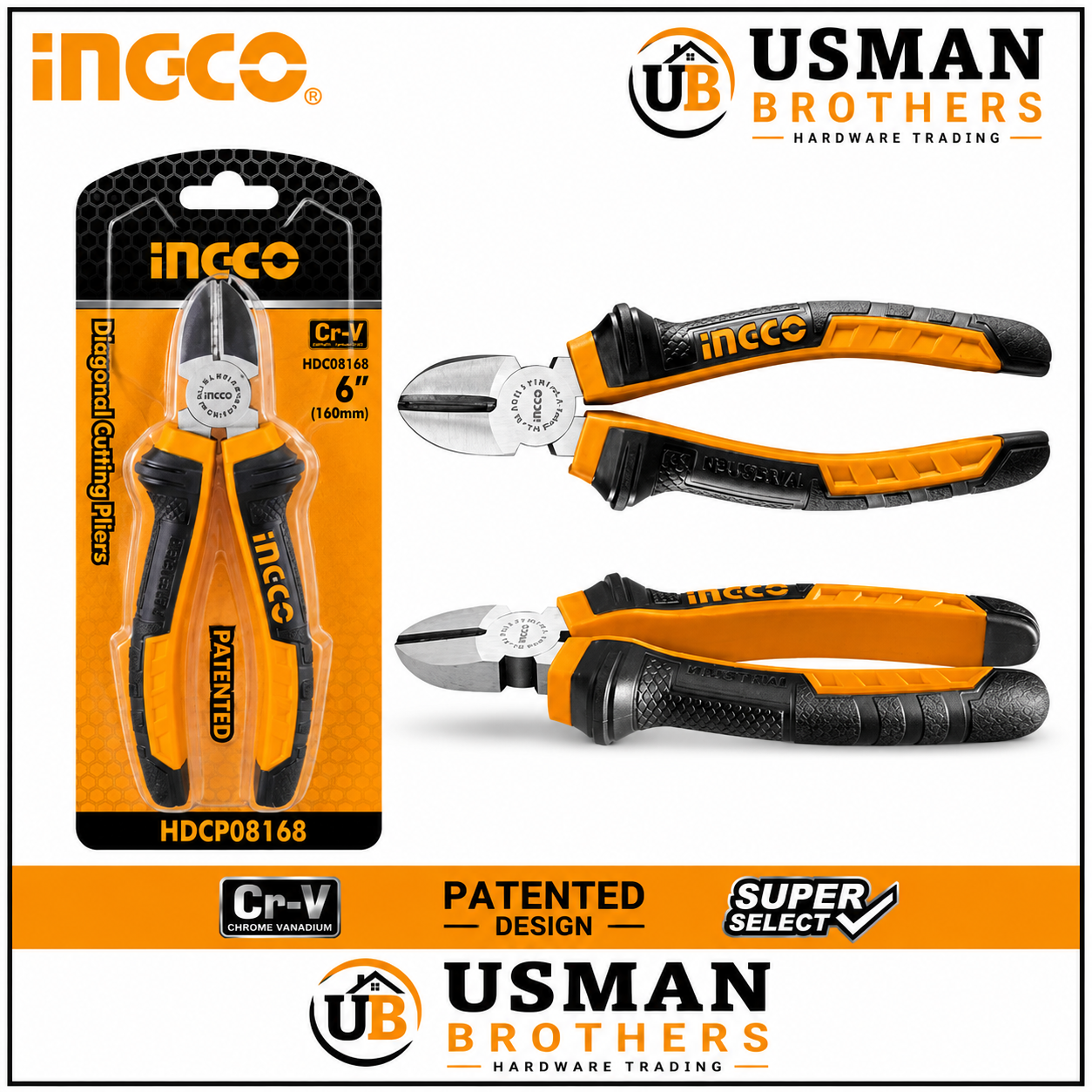 INGCO 8″ Heavy Duty Diagonal Cutting Pliers – HDCP08168 | Usman Brothers