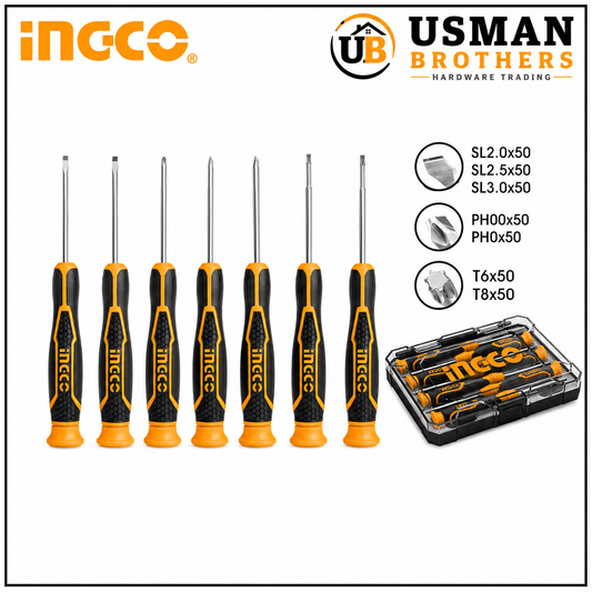 INGCO 7 Pcs Precision Screwdriver Set for Electronics Repair – HKSD0718 | Usman Brothers