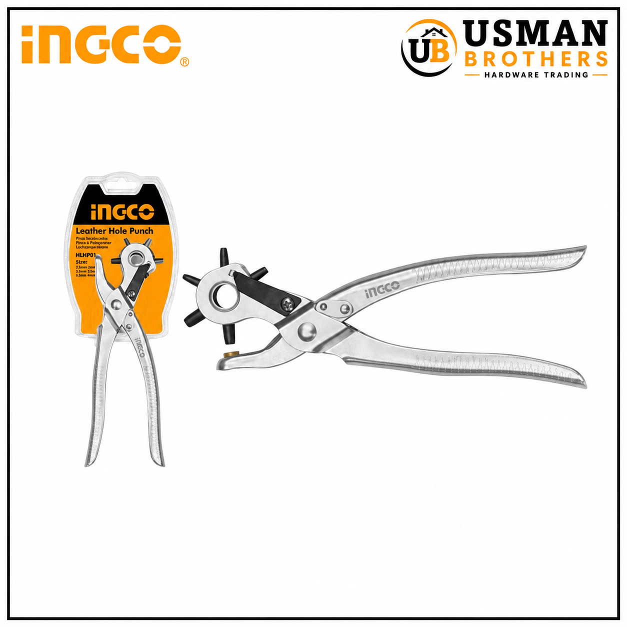 INGCO Leather Hole Punch Heavy Duty Revolving Punch Pliers – HLHP01 | Usman Brothers