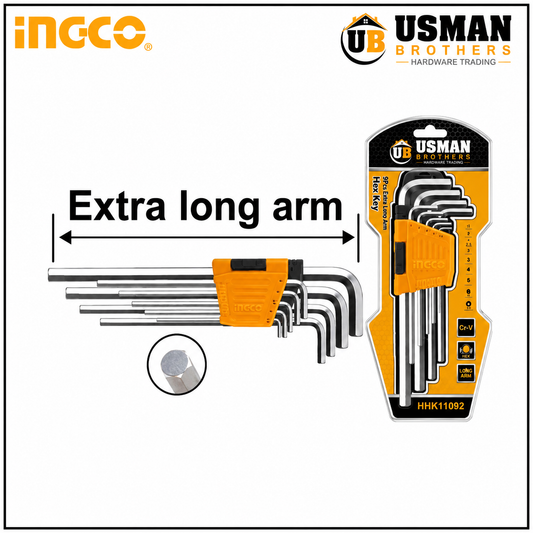 INGCO 9 Pcs Hex Key Set CR-V Allen Keys – HHK11091 | Usman Brothers