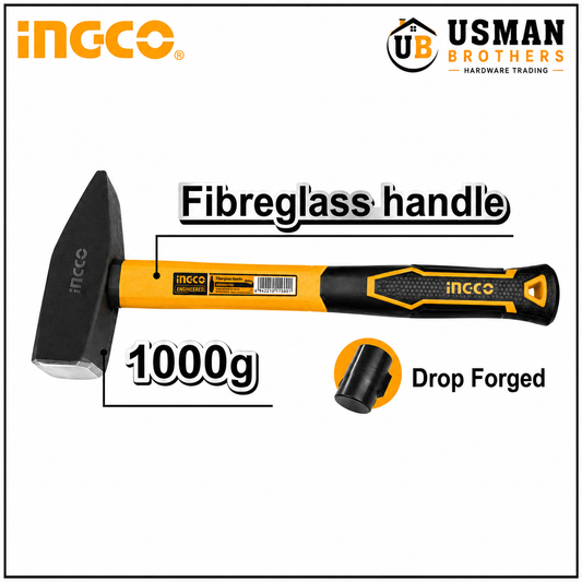 INGCO 1000g Machinist Hammer with Fiberglass Handle – HMH881000 | Usman Brothers