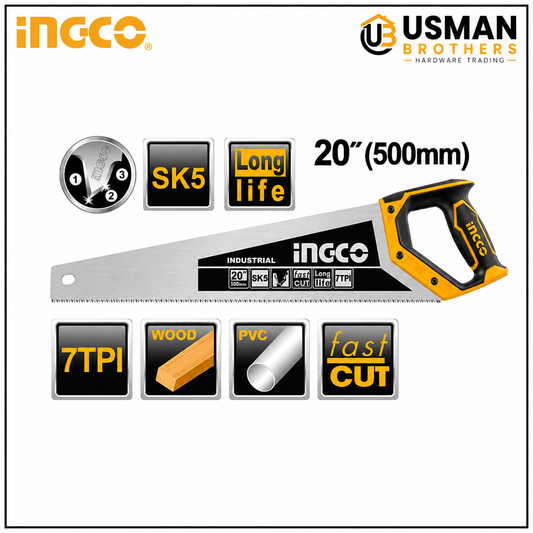 INGCO 20″ Heavy Duty Hand Saw for Wood Cutting – HHAS28500 | Usman Brothers