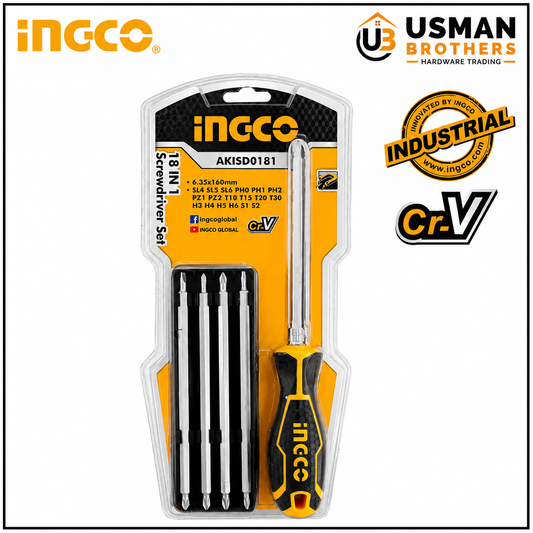 INGCO 18-in-1 Multi-Bit Screwdriver Set – AKISD0181 | Usman Brothers