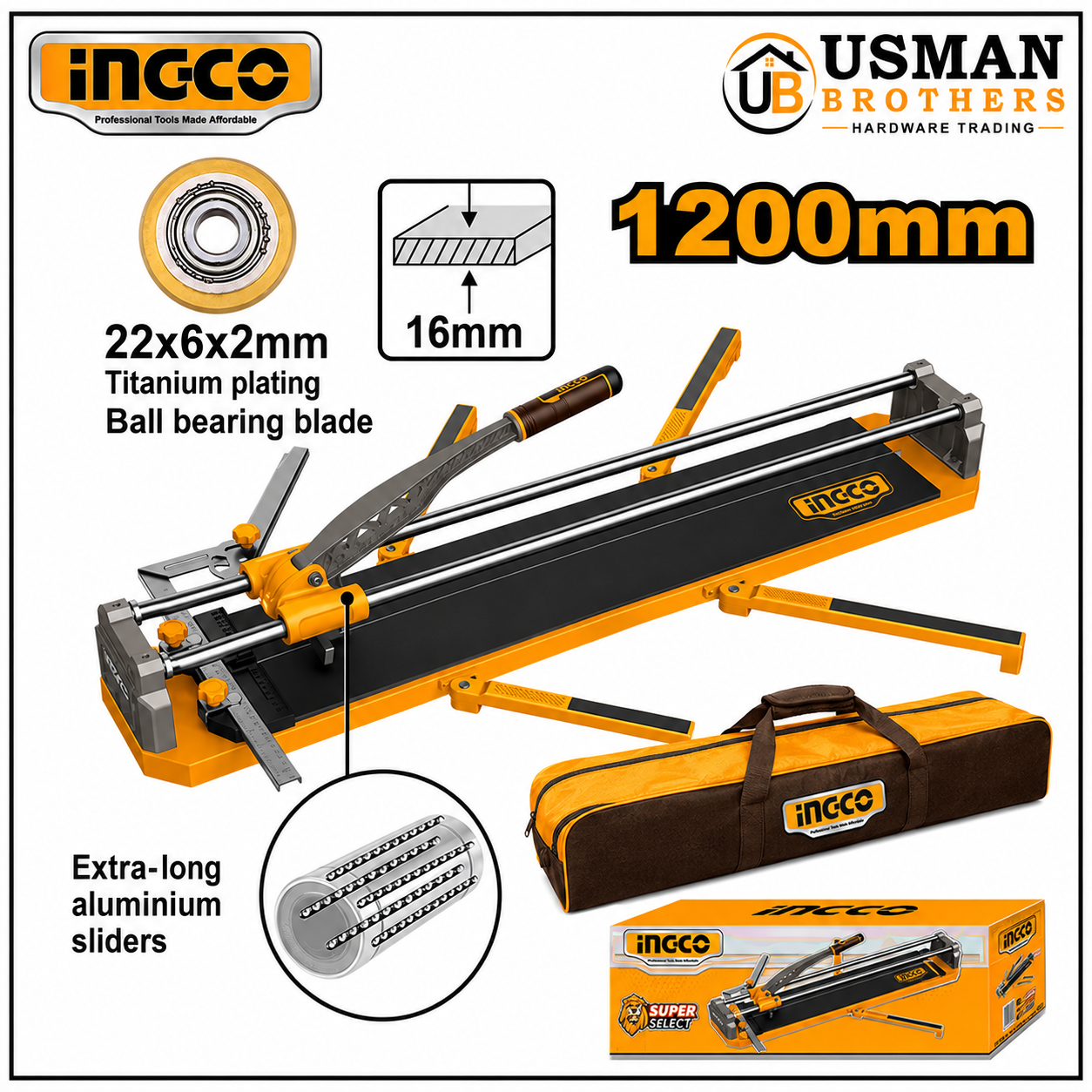 INGCO Professional Manual Tile Cutter 1200mm – HTC041201 | Usman Brothers