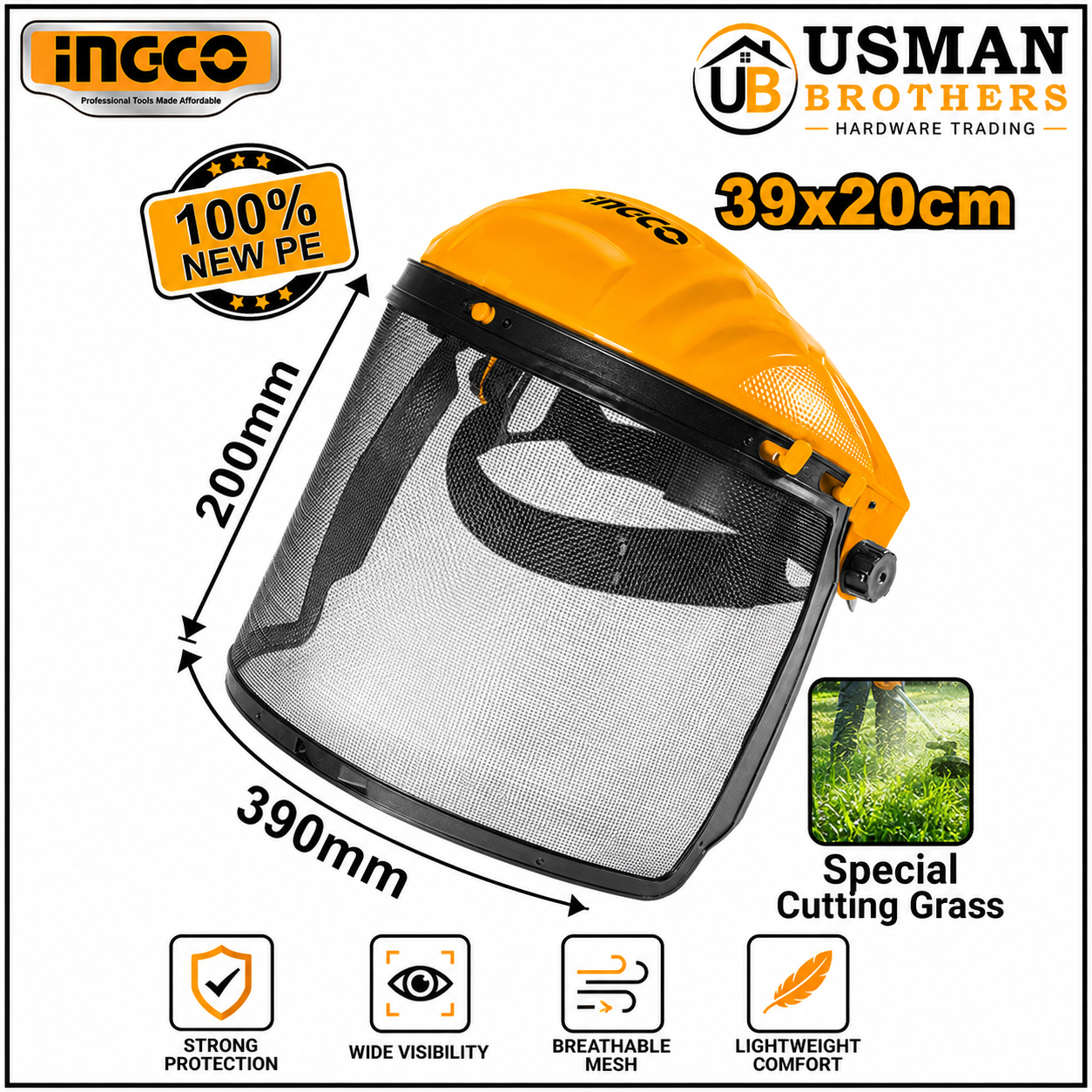 INGCO Mesh Safety Visor Face Shield – HFSPC21 | Usman Brothers
