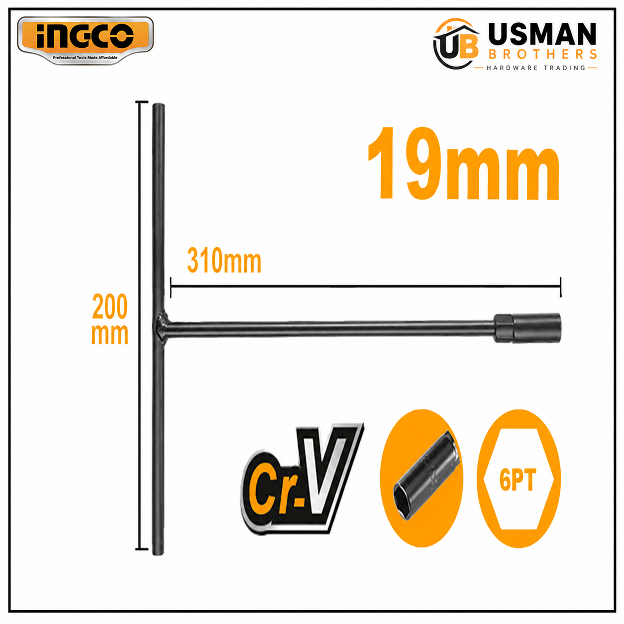INGCO T-Handle Socket Wrench – HTSWB1908 | Usman Brothers