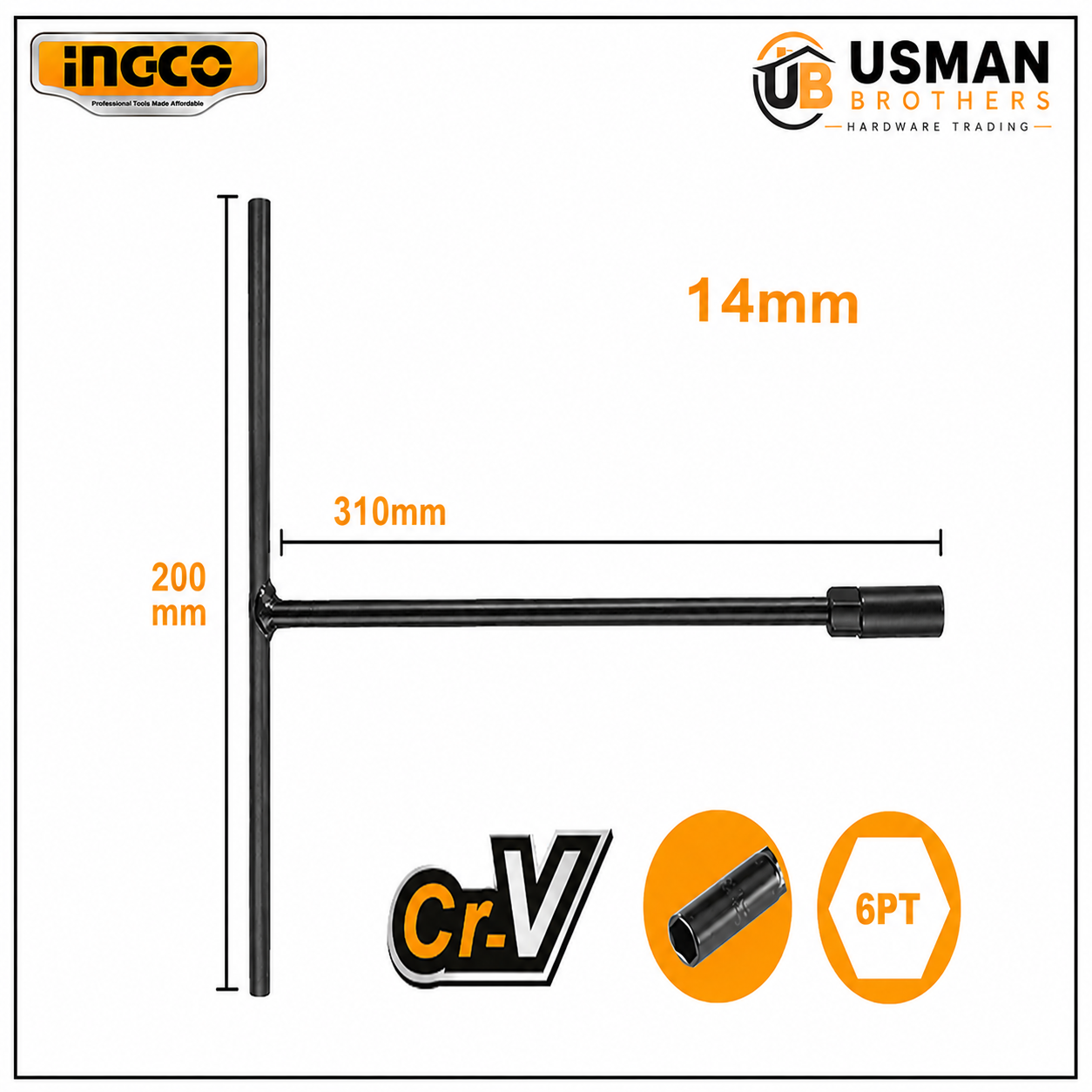 INGCO 17mm T-Handle Socket Wrench – HTSWB1908 | Usman Brothers